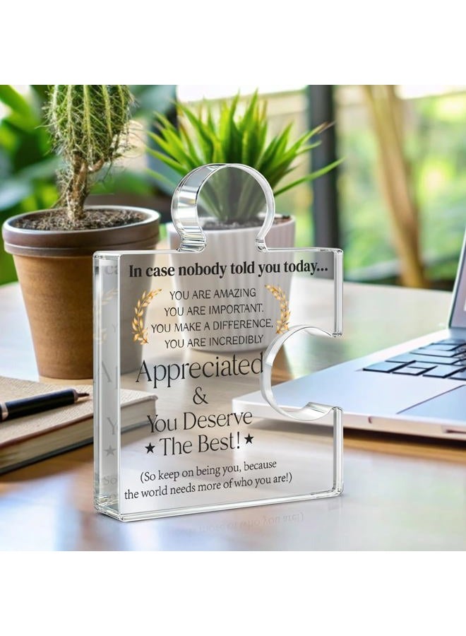 Yigaue Employee Appreciation Gifts Thank You Gift Goodbye Leaving Gifts for Coworkers Colleagues Employees, in Case Nobody Told You Today You Are Appreciated Acrylic Puzzle Piece Plaque Office Decor - Image 3