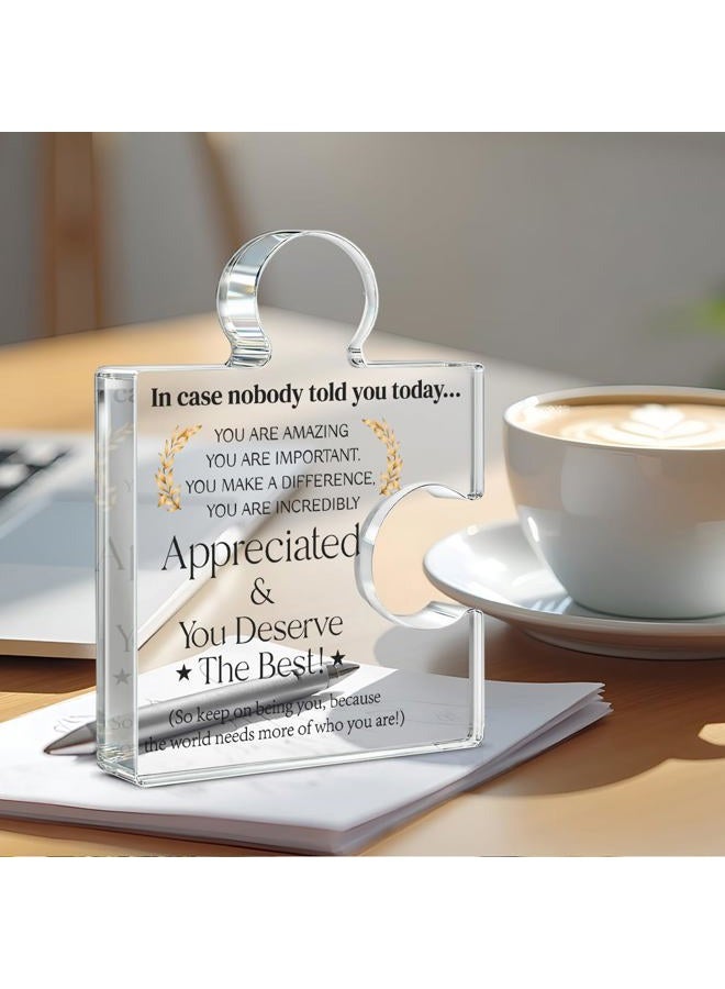 Yigaue Employee Appreciation Gifts Thank You Gift Goodbye Leaving Gifts for Coworkers Colleagues Employees, in Case Nobody Told You Today You Are Appreciated Acrylic Puzzle Piece Plaque Office Decor - Image 4