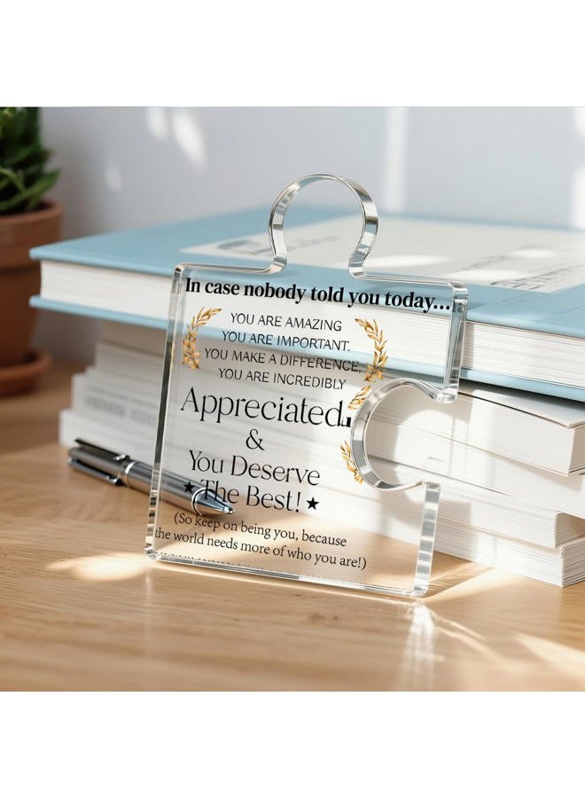 Yigaue Employee Appreciation Gifts Thank You Gift Goodbye Leaving Gifts for Coworkers Colleagues Employees, in Case Nobody Told You Today You Are Appreciated Acrylic Puzzle Piece Plaque Office Decor - Image 5