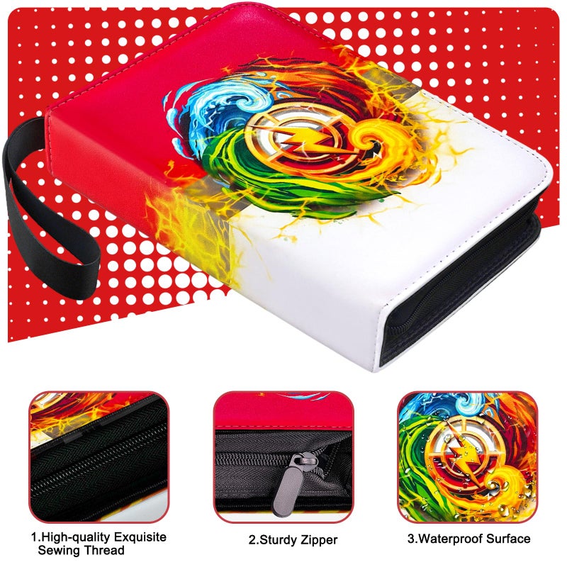 FARICHE Trading Card Binder for TCG Cards, 4-Pocket Portable Card Collector Ablum Holder Book Fits 400 Cards with 50 Removable Sleeve, Waterproof Card Binder Display Storage Carrying Cases -4 Color - Image 4