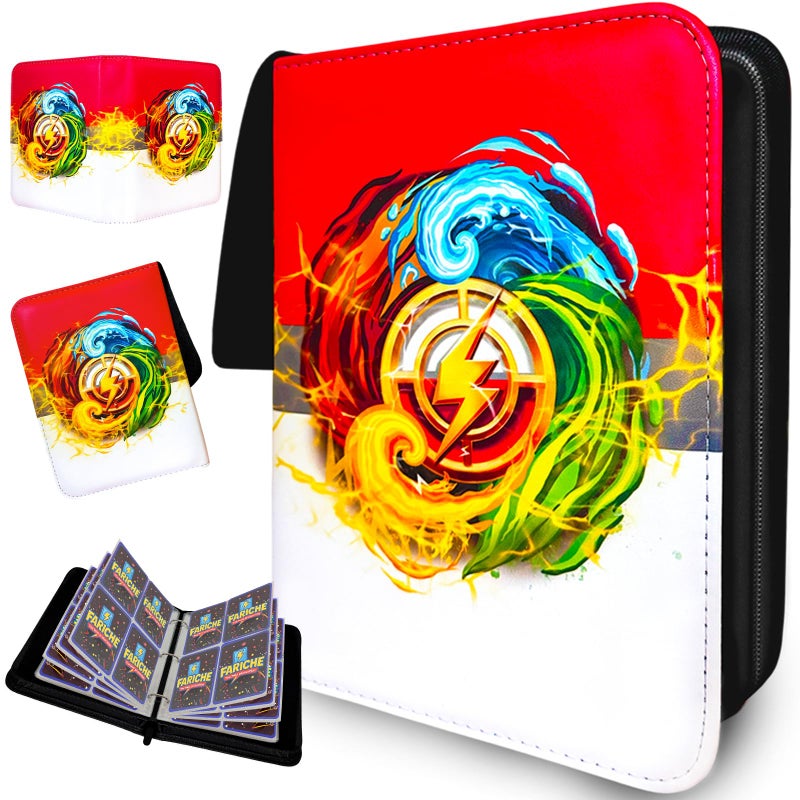 FARICHE Trading Card Binder for TCG Cards, 4-Pocket Portable Card Collector Ablum Holder Book Fits 400 Cards with 50 Removable Sleeve, Waterproof Card Binder Display Storage Carrying Cases -4 Color - Image 1