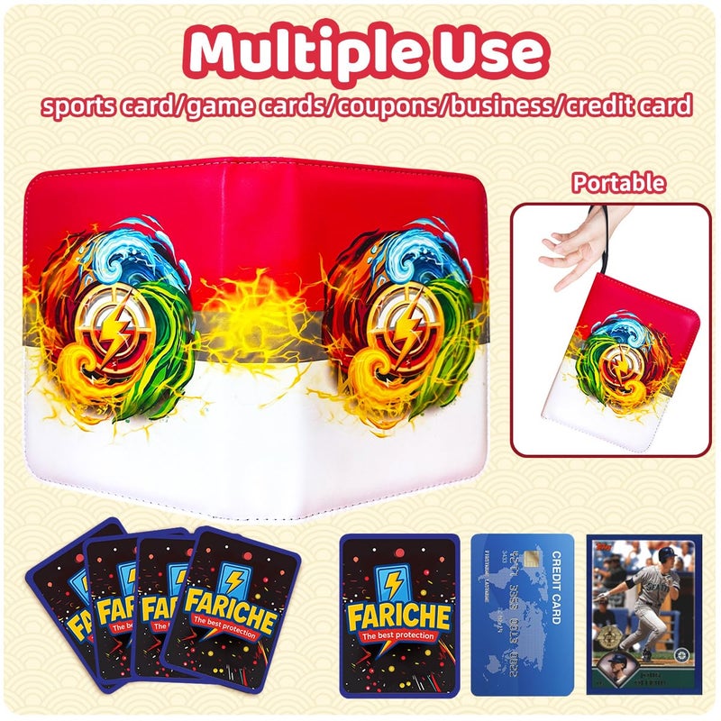 FARICHE Trading Card Binder for TCG Cards, 4-Pocket Portable Card Collector Ablum Holder Book Fits 400 Cards with 50 Removable Sleeve, Waterproof Card Binder Display Storage Carrying Cases -4 Color - Image 5