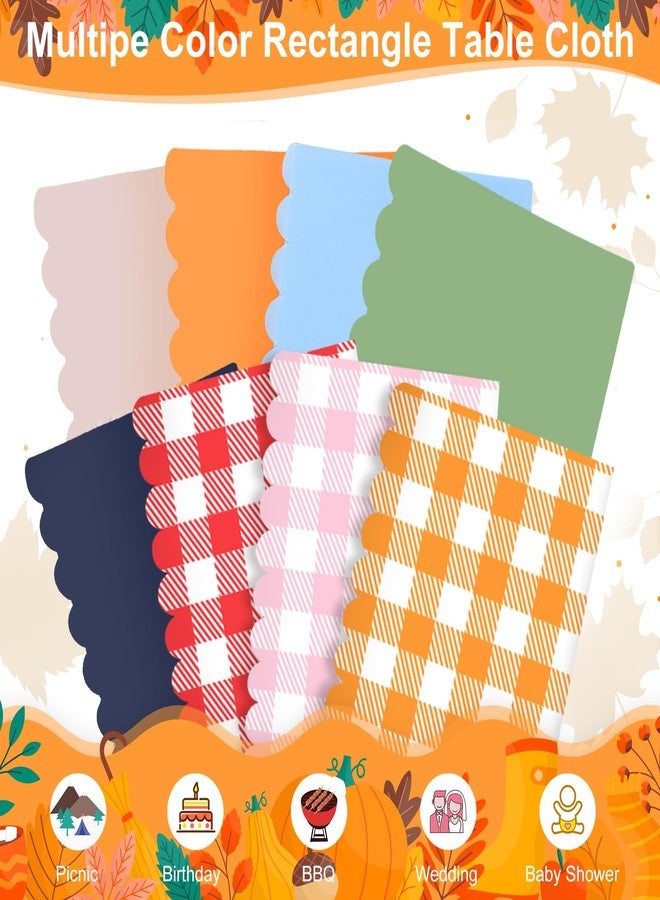 NatNarr 3 Pack Orange Gingham Tablecloth, 54 X 108Inch Plastic Orange Checkered Tablecloth Disposable Fall Tablecloth Waterproof Orange Plaid Tablecloth for Fall Halloween Thanksgiving Picnic - Image 4