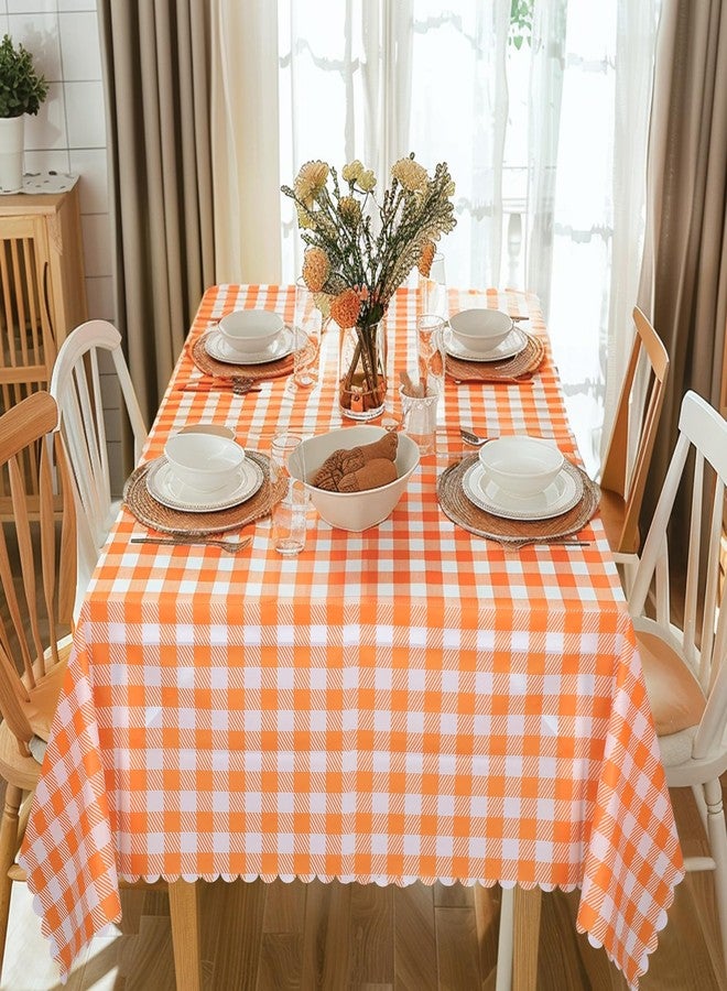 NatNarr 3 Pack Orange Gingham Tablecloth, 54 X 108Inch Plastic Orange Checkered Tablecloth Disposable Fall Tablecloth Waterproof Orange Plaid Tablecloth for Fall Halloween Thanksgiving Picnic - Image 5