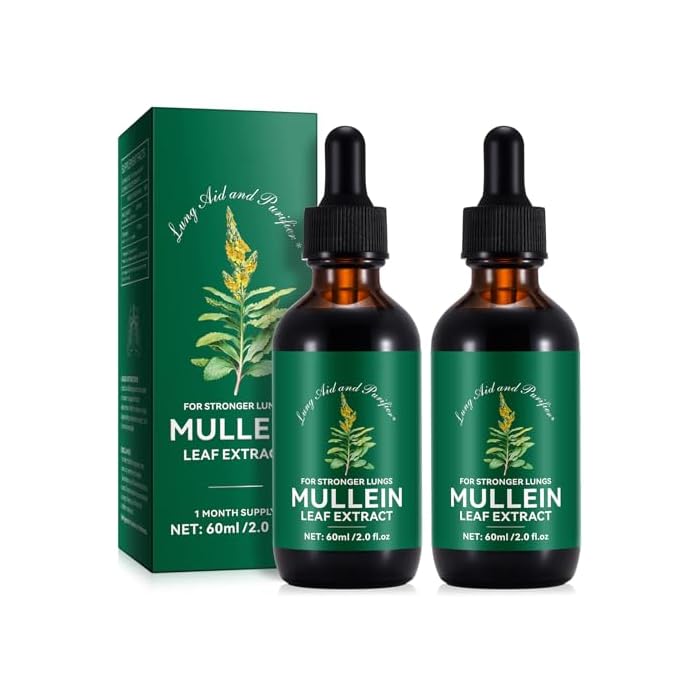 QJCWXIAOX 2 Pack Mullein Drops for Lungs, Mullein Leaf Extract with Chlorophyll,Mullein Leaf Extract for Lung Cleanse and Respiratory Support -2 Bottles - Image 1