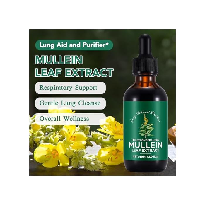 QJCWXIAOX 2 Pack Mullein Drops for Lungs, Mullein Leaf Extract with Chlorophyll,Mullein Leaf Extract for Lung Cleanse and Respiratory Support -2 Bottles - Image 2
