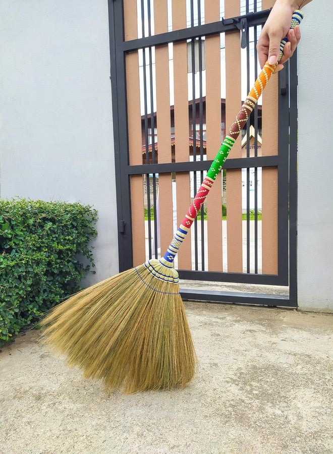 AW BROOMS مقشة آسيوية تقليدية مصنوعة يدويًا، متينة، مثالية للاستخدام المنزلي أو كهدية زفاف فريدة، بطول 40 بوصة - Image 4