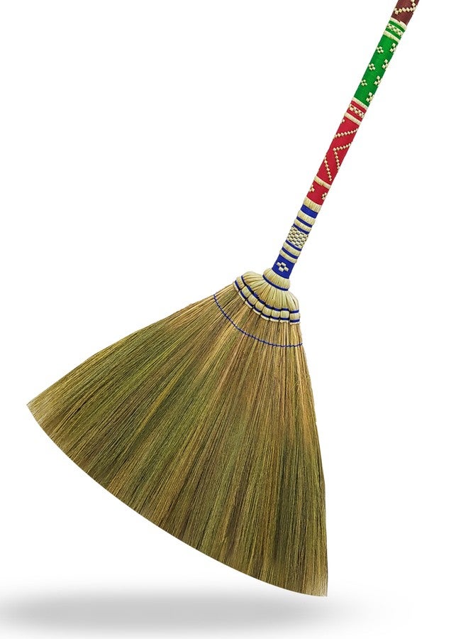 AW BROOMS مقشة آسيوية تقليدية مصنوعة يدويًا، متينة، مثالية للاستخدام المنزلي أو كهدية زفاف فريدة، بطول 40 بوصة - Image 1