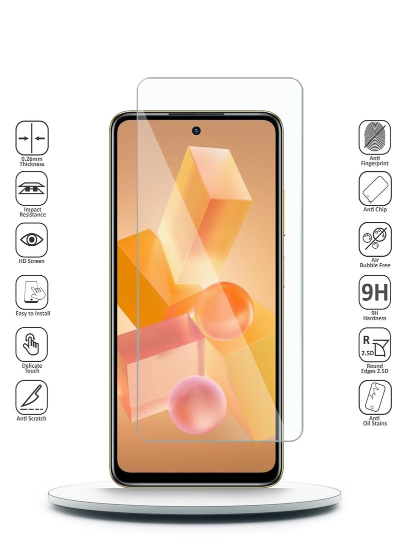 Wtech Infinix Hot 40i / Infinix Smart 8 4G 2023 Premium Series Curved Edges 9H 2.5D Tempered Glass Screen Protector (MSG9CN) - Clear - Image 2