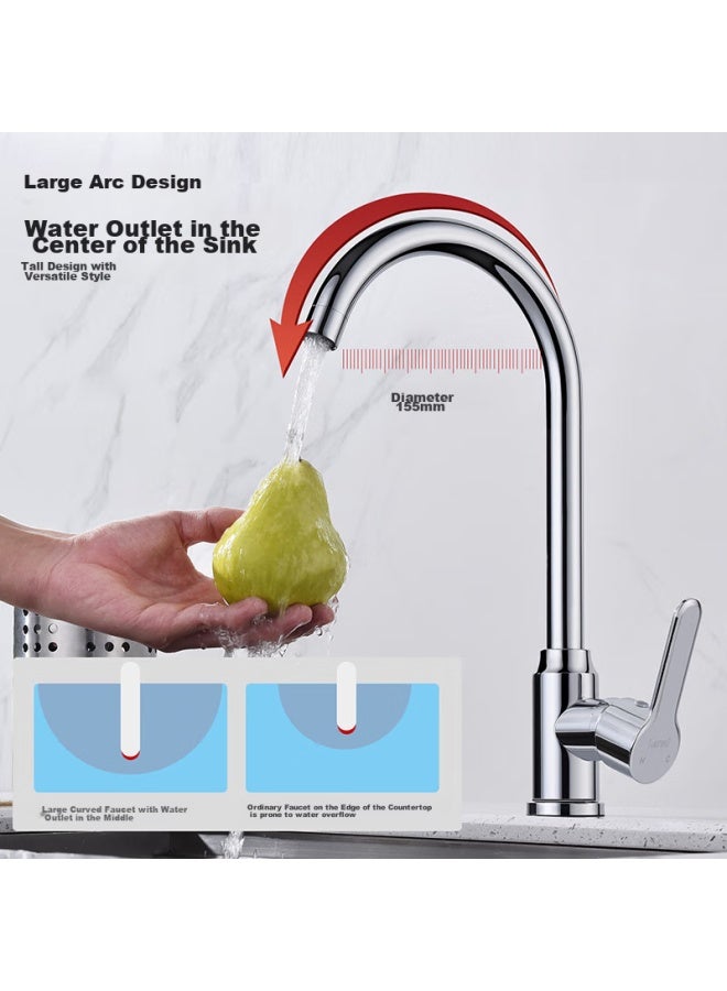 Larsd Kitchen Faucet, Rotatable Sink Faucet For Vegetable Washing Basin, Double Temperature Hot And Cold Faucet For Dishwashing Sink F065 - Image 4