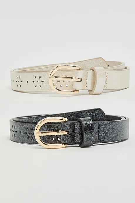 R&B 2 Pack Laser Cut Buckle Belts