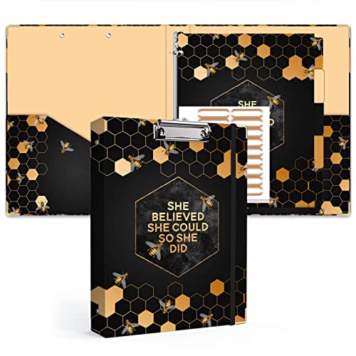 Lateefah 3 Ring Binder, 1 Inch Round Ring Binder with 5 Tab Dividers, Cute Clipboard Binders with 2 Pockets, Decorative Three Ring Binder for Women, School and Office Supplies - Image 1