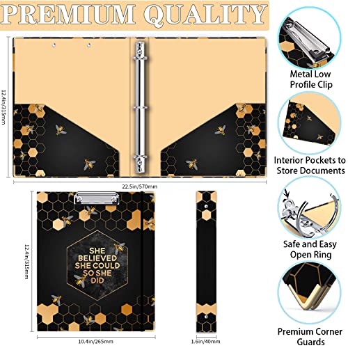 Lateefah 3 Ring Binder, 1 Inch Round Ring Binder with 5 Tab Dividers, Cute Clipboard Binders with 2 Pockets, Decorative Three Ring Binder for Women, School and Office Supplies - Image 4