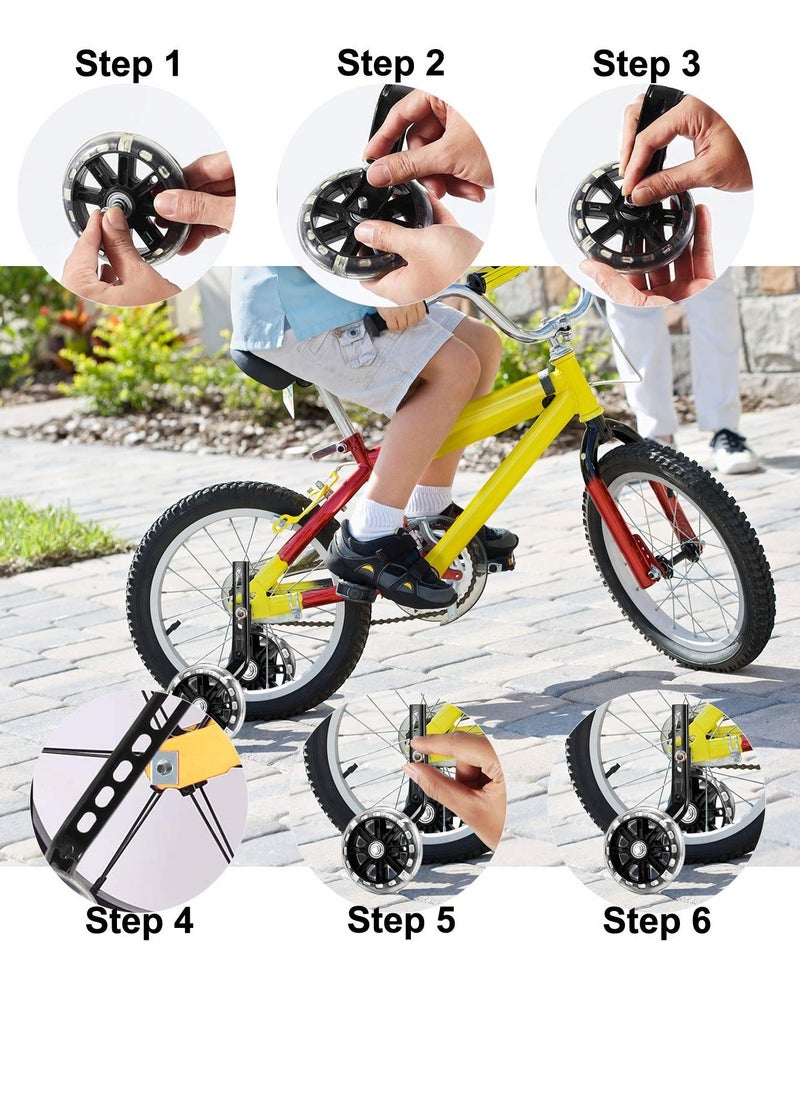 Generic Kids Bike Training Wheels, Rear Stabilizer for 12-20 Inch Bikes, Silent Flashing Wheels for Boys and Girls, Complete Mounting Kit (1 Set, Black)  - Image 3