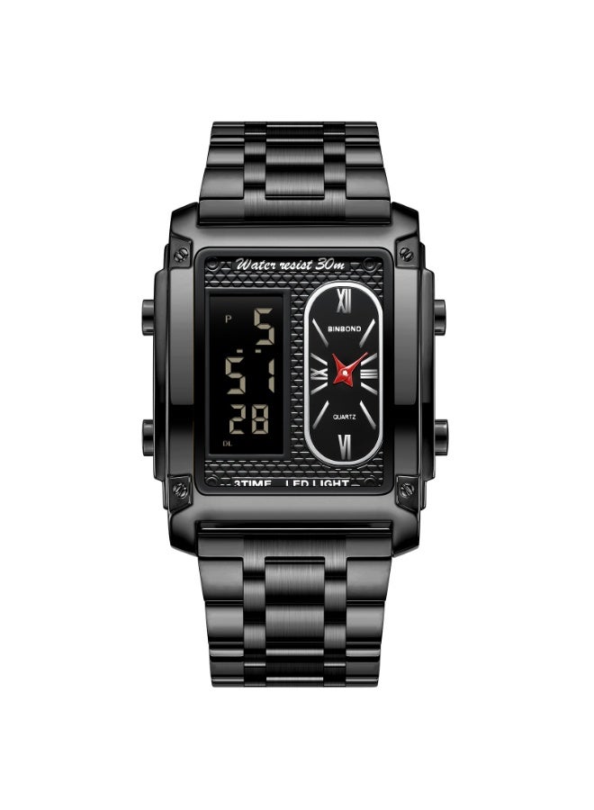 BINBOND Men's Square Dual-Movement Multi-Function Waterproof Quartz Watch - Image 1