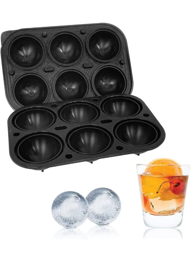 IBAMA IBAMA 6 Grids Ice Ball Maker Mold Crystal Clear Ice Mold BPA Free Round Silicone Ice Cube Molds, Reusable Sphere Ice Tray for Whiskey Cocktail Bourbon Scotch Black  - Image 1