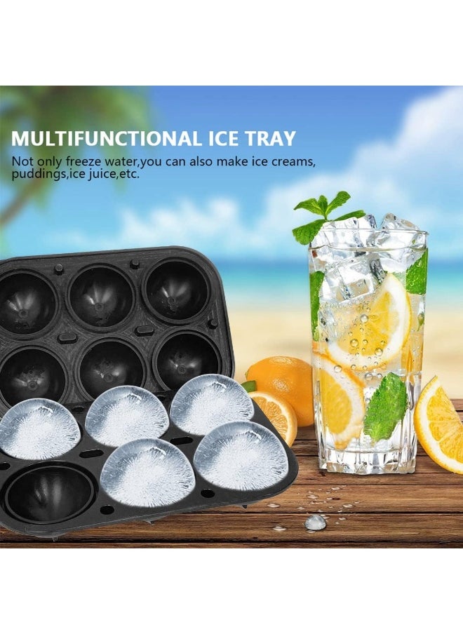 IBAMA IBAMA 6 Grids Ice Ball Maker Mold Crystal Clear Ice Mold BPA Free Round Silicone Ice Cube Molds, Reusable Sphere Ice Tray for Whiskey Cocktail Bourbon Scotch Black  - Image 3