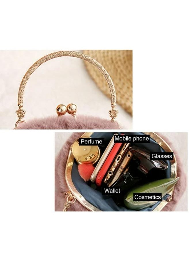 Executive LLC Cute Soft Rabbit Ear Sling Hand Bag With Smooth Zipper,Cross Body Bag For Girls,Clutch Purse with Gold Metal Chain Strap, Plush Side Bag, Shoulder hand Purse(Peach)  - Image 5