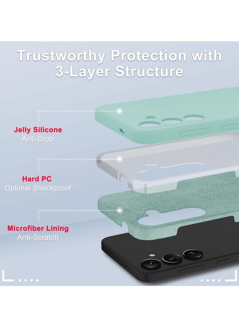 ELTRAZONE Samsung Galaxy S24 Case – Light Green Silicone Slim Protective Cover with 1 Screen Protector, Shockproof Design, Soft Microfiber Lining, Wireless Charging Compatible - Image 2