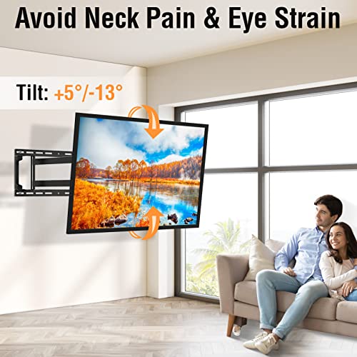 ELIVED Long Arm TV Mount for Most 37-75 Inch tv, Full Motion Wall Bracket with 29.5 inch Long Extension Articulating TV Wall Mount, Max VESA 600x400mm, Holds up to 88lbs, fits Wood Studs 12"-24". - Image 4