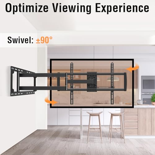 ELIVED Long Arm TV Mount for Most 37-75 Inch tv, Full Motion Wall Bracket with 29.5 inch Long Extension Articulating TV Wall Mount, Max VESA 600x400mm, Holds up to 88lbs, fits Wood Studs 12"-24". - Image 3