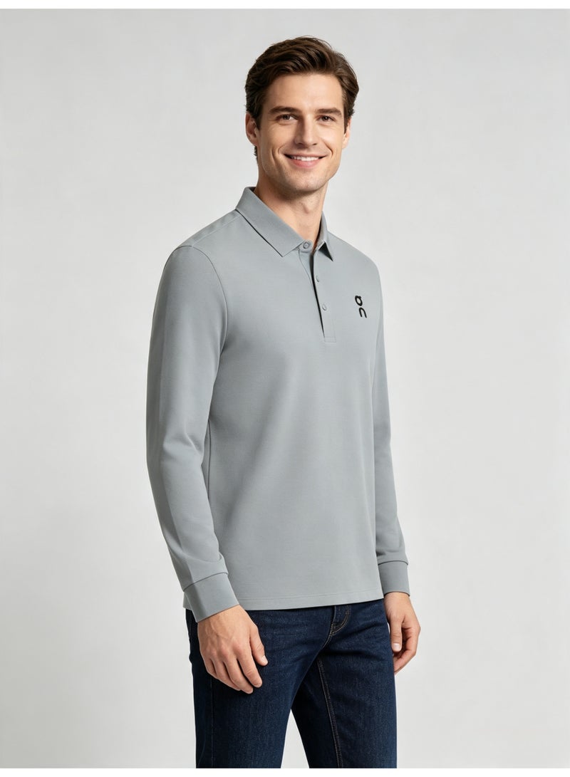 On Running Men's casual lapel long sleeve Polo shirt - Image 2