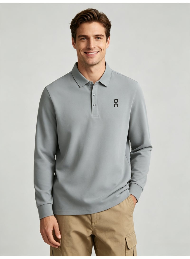 On Running Men's casual lapel long sleeve Polo shirt - Image 3