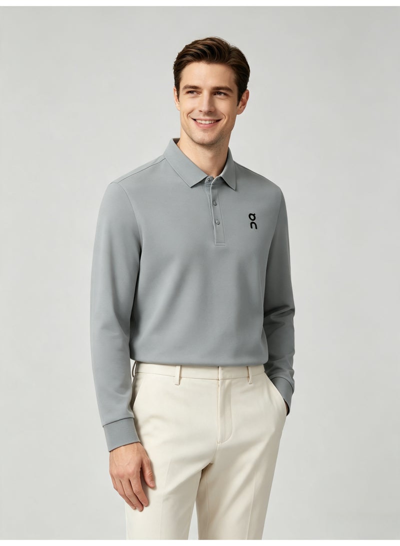 On Running Men's casual lapel long sleeve Polo shirt - Image 5