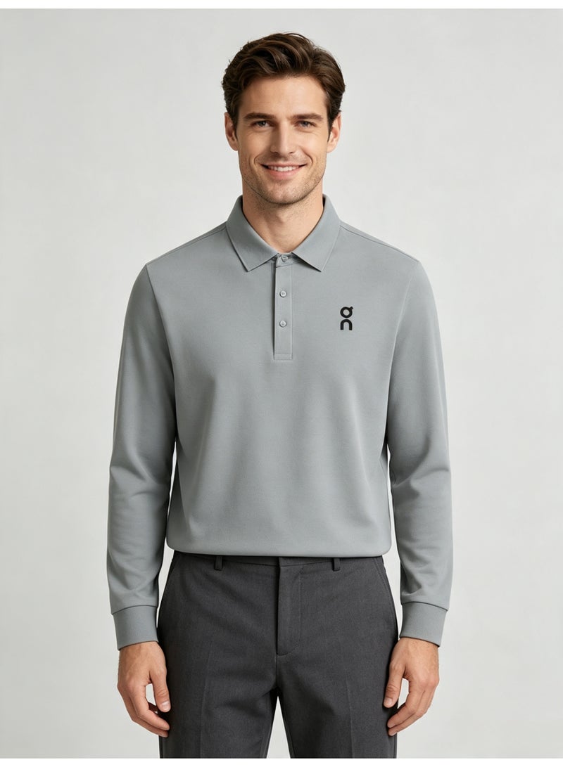 On Running Men's casual lapel long sleeve Polo shirt - Image 1