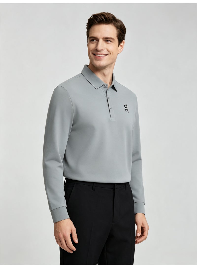 On Running Men's casual lapel long sleeve Polo shirt - Image 4