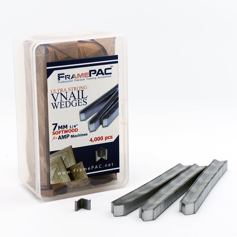 FramePac V Nails for Picture Frames Softwood (AMP) 7mm (1/4 Inch) [4000 V-Nail Pack  Stacked] - (for use in Automatic V Nailer for Picture Framing  Automatic V Nailer for Picture Frames) - Image 1