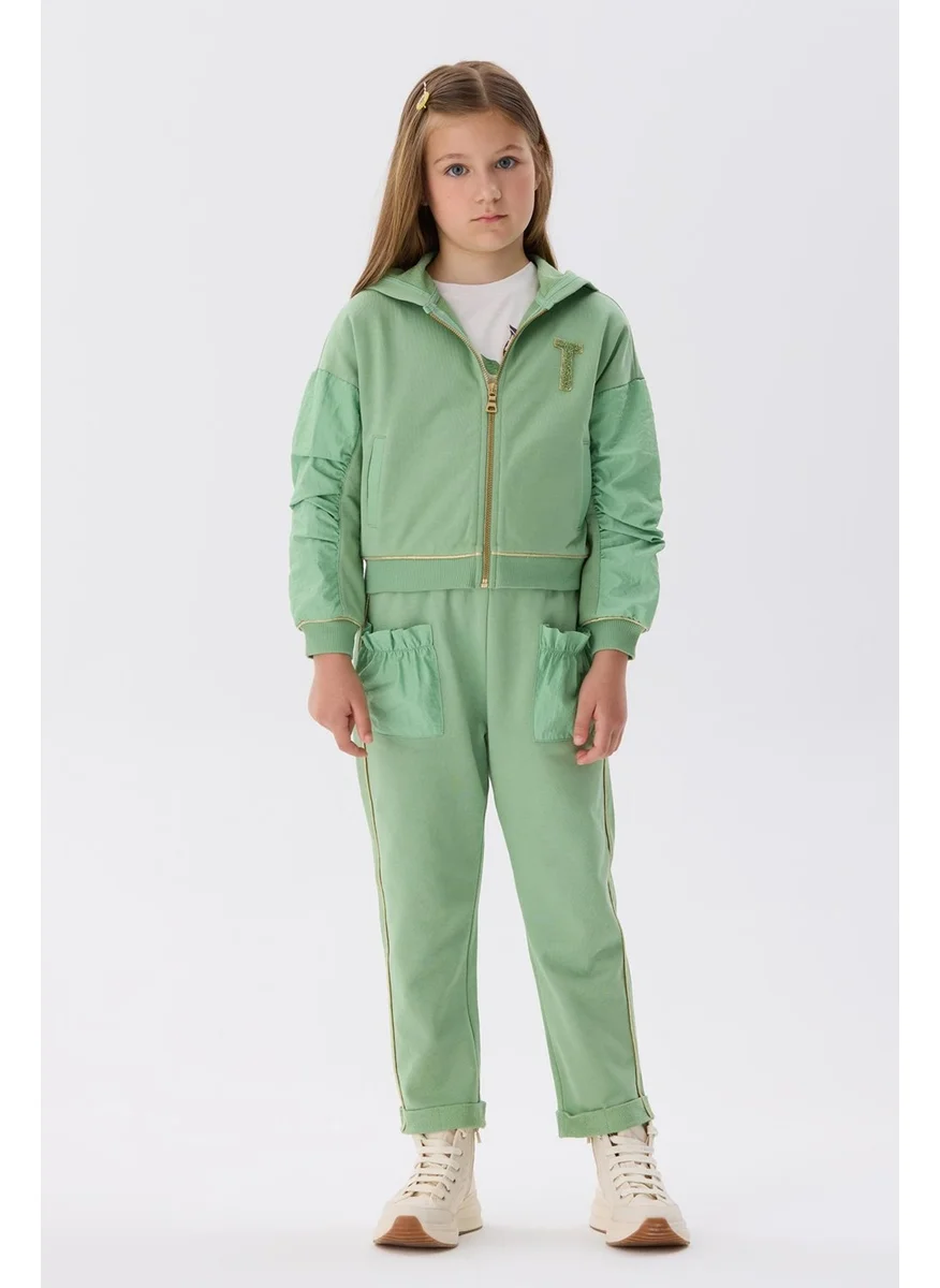 تايس Girls Green Tracksuit Top