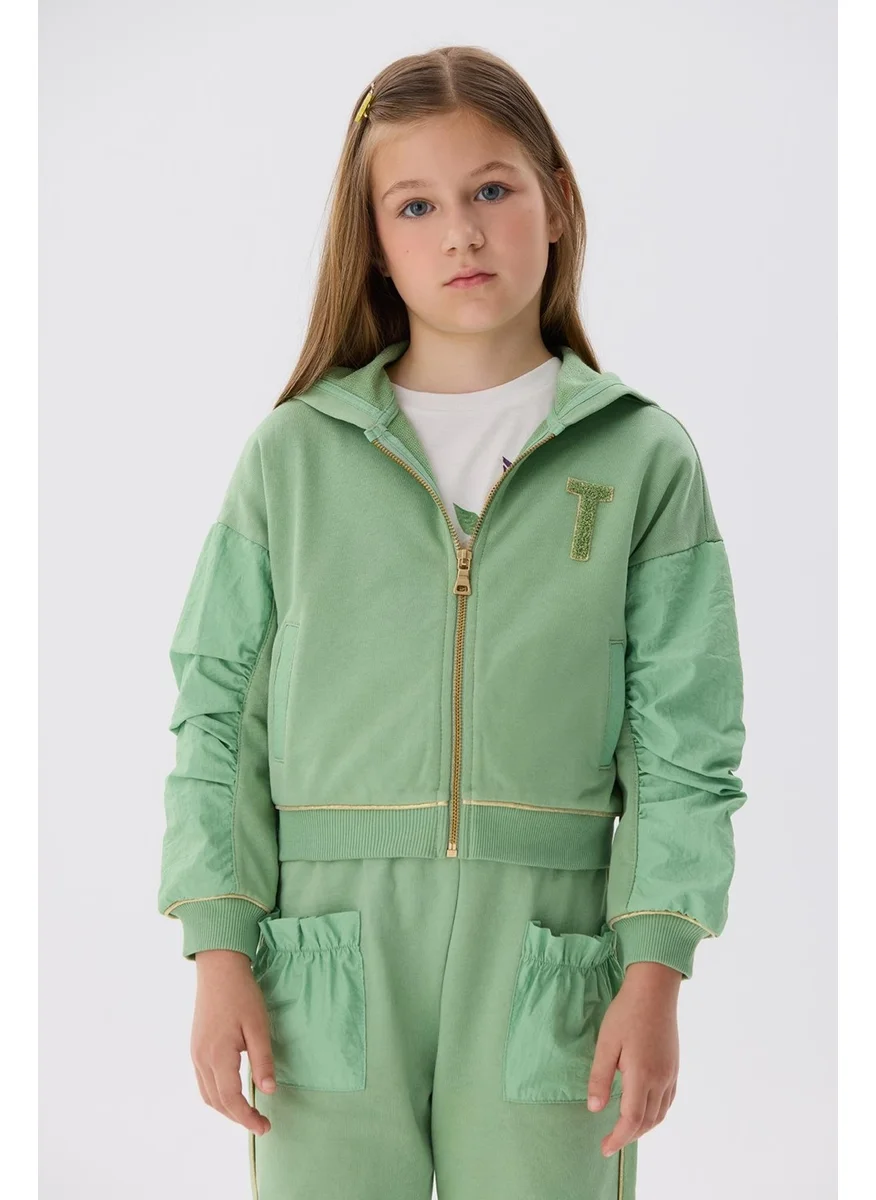 تايس Girls Green Tracksuit Top