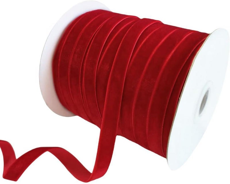 Partunay 40 M Red Velvet Christmas Ribbons 1 for Christmas Xmas Gift Wrapping Decoration Christmas Art and Craft and Christmas Tree and Wreath Decoration