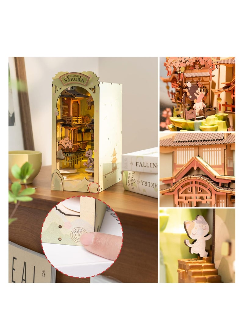 Rolife Rolife Falling Sakura DIY Book Nook Shelf Insert TGB05, Assembly Brain Teaser 3D Wooden Puzzle DIY Build Model Crafts Kits, Unique Home Decor Birthday Gifts for Teens or Adults - Image 5