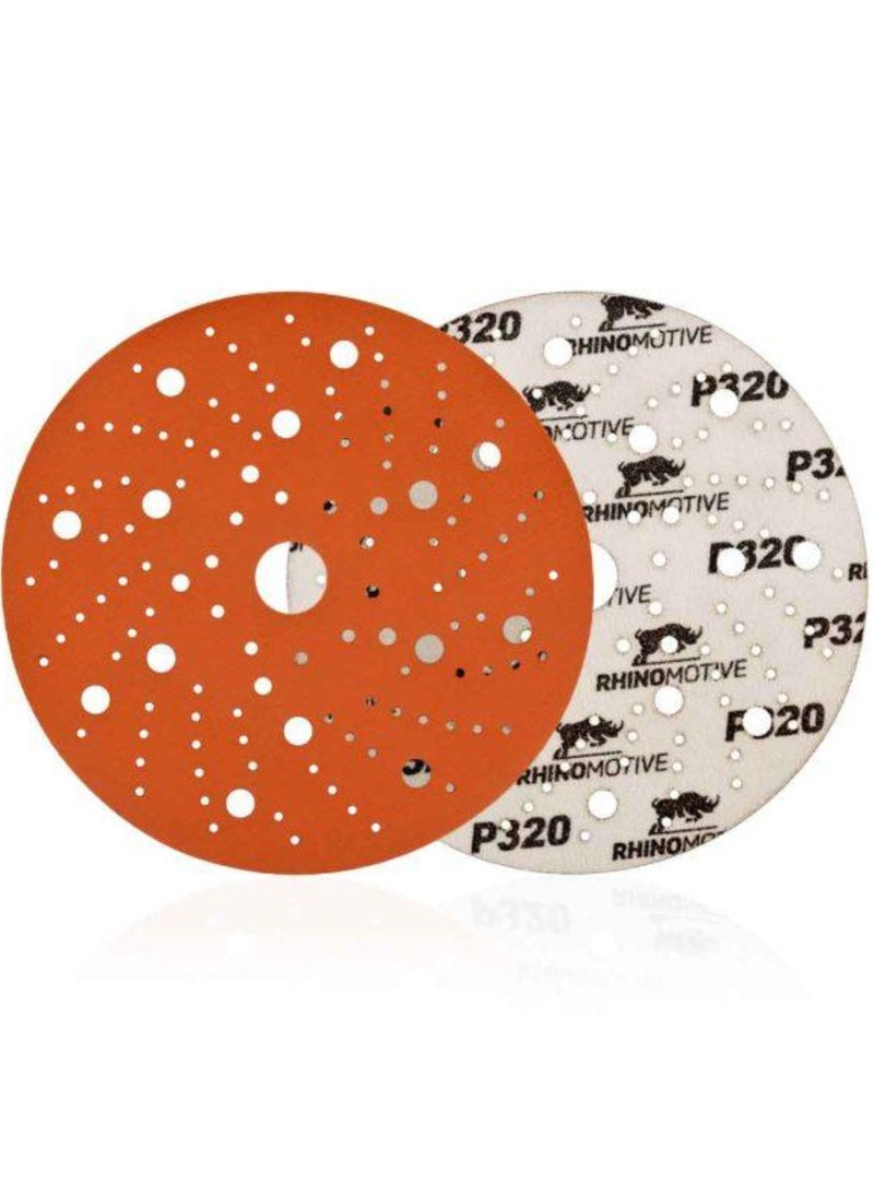 RHINOMOTIVE Ceramic Extreme Plus Abrasive Discs 150MM Multihole Grit 320 50Pcs  - Image 1