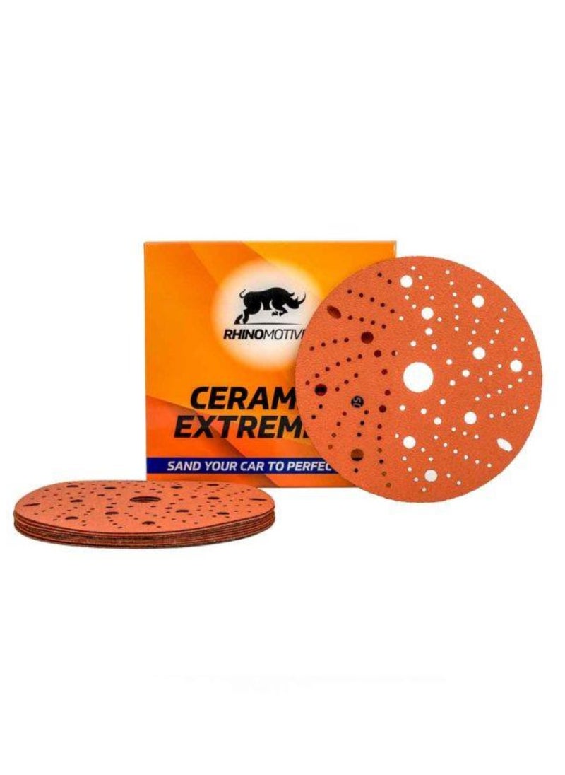 RHINOMOTIVE Ceramic Extreme Plus Abrasive Discs 150MM Multihole Grit 320 50Pcs  - Image 4
