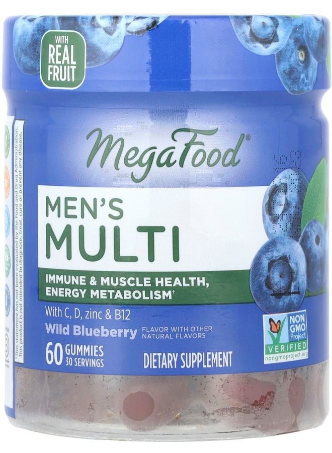 MegaFood Men's Multi Wild Blueberry  60 Gummies