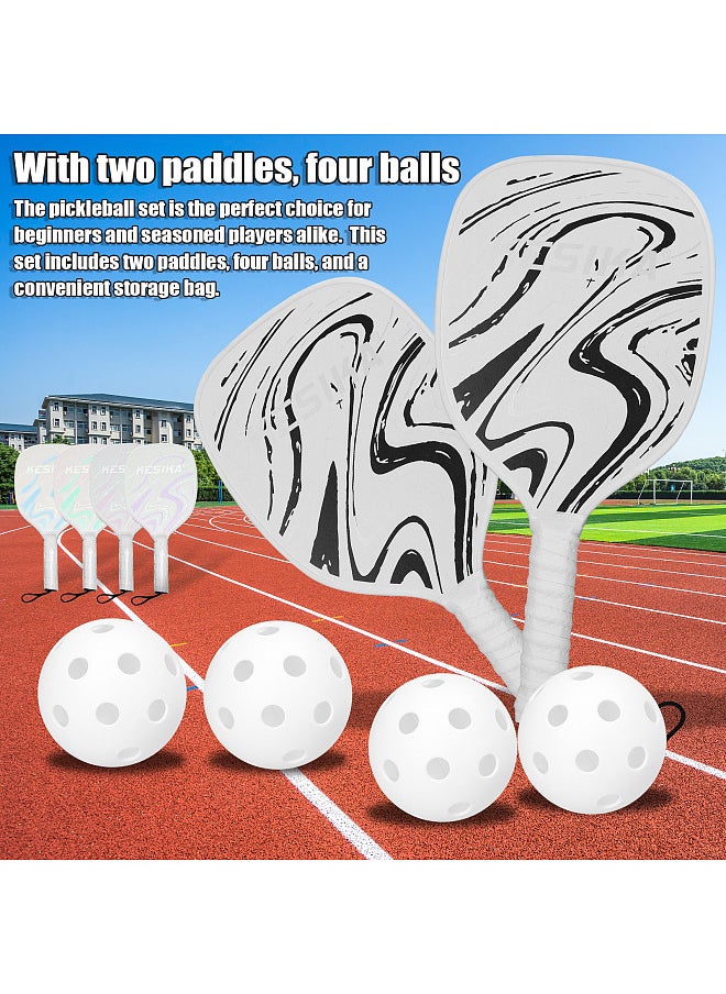 Pickleball Rackets Set Pickleball Paddle Set of 2 Rackets and 4 Pickleballs Balls Pickle-Ball Racquet with Balls Sports Accessory