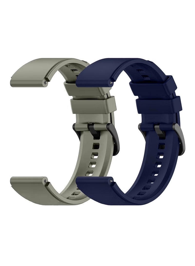 CATANES (For Huawei GT Series) 2Packs, 22mm Silicone Straps Watch Band Strap for Huawei GT3 / Huawei GT3 pro/Huawei GT/Huawei GT 2 (46mm) Watch Band/Huawei Watch GT2 Pro Strap/Samsung Galaxy Watch 46mm / Galaxy Watch 3 45mm - Grey Navy Blue - Image 1