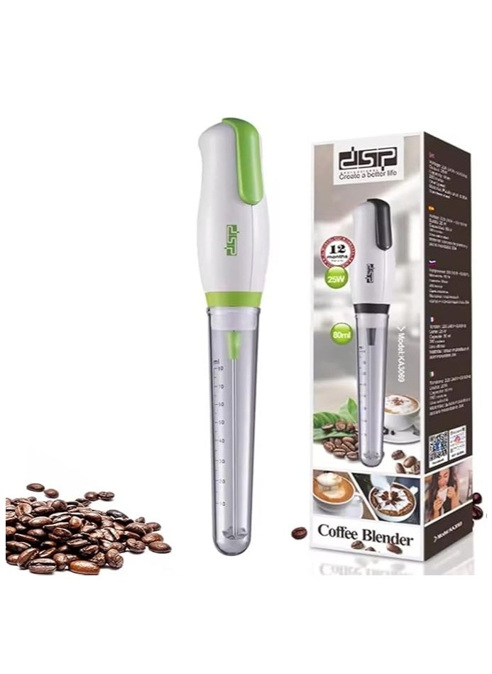 Spaceshoop Milk frother handheld, electric mixer for coffee drink, foam bread maker, Durable and Electric coffee hand mixer, 25W Motor, 80ml Capacity, Stainless Steel & Plastic Design, KA3069 (Green)  - Image 1