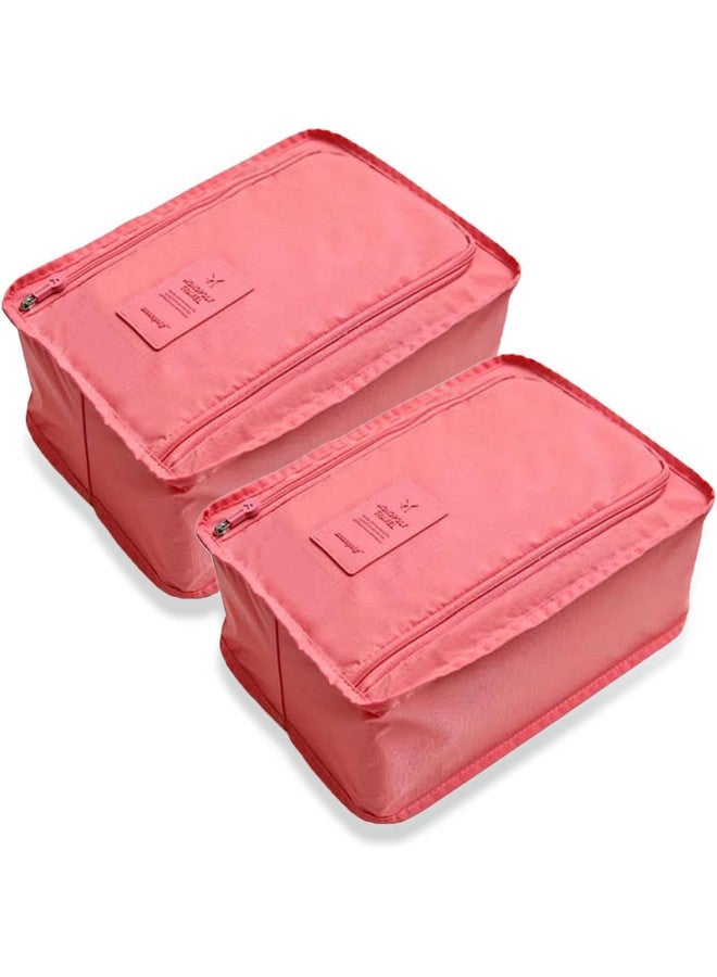 Potency Travel Shoe Bag, 2 Pack Foldable Waterproof Shoe Pouches with Zipper Lightweight Portable Packing Bags Shoes Storage Organizers for Luggage (Pink) - Image 1