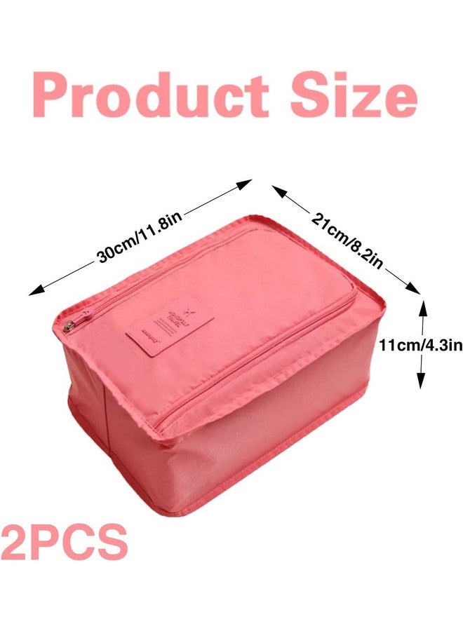 Potency Travel Shoe Bag, 2 Pack Foldable Waterproof Shoe Pouches with Zipper Lightweight Portable Packing Bags Shoes Storage Organizers for Luggage (Pink) - Image 2