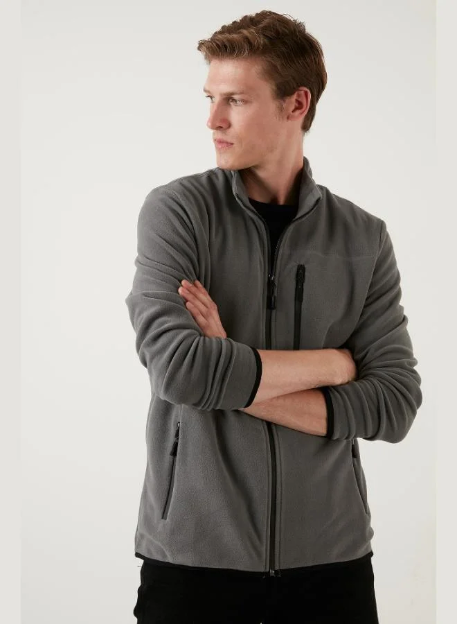 Buratti  Buratti Slim Fit Zippered Pocket Stand Collar Polar Fleece Cardigan Men's CARDIGAN 5906028 for Men | Best Price UAE