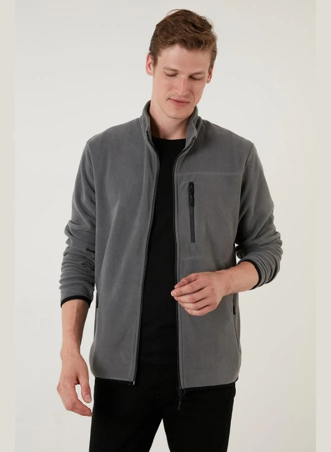 Buratti  Buratti Slim Fit Zippered Pocket Stand Collar Polar Fleece Cardigan Men's CARDIGAN 5906028 for Men | Best Price UAE