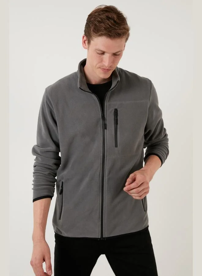 Buratti  Buratti Slim Fit Zippered Pocket Stand Collar Polar Fleece Cardigan Men's CARDIGAN 5906028 for Men | Best Price UAE