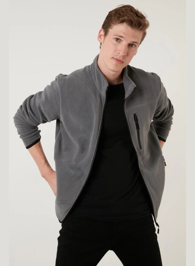 Buratti Slim Fit Zippered Pocket Stand Collar Polar Fleece Cardigan Men's CARDIGAN 5906028