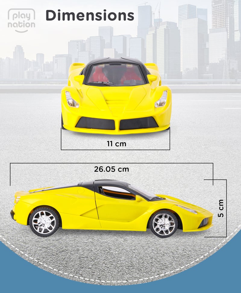 PlayNation Play Nation Speed Racing Remote Control Car, 1:16 Scale, Motion Sensing Remote, Openable Doors, LED Lights, BIS Certified, 3 Years+, 26.5 x 11 x 5 cm - Yellow - Image 3