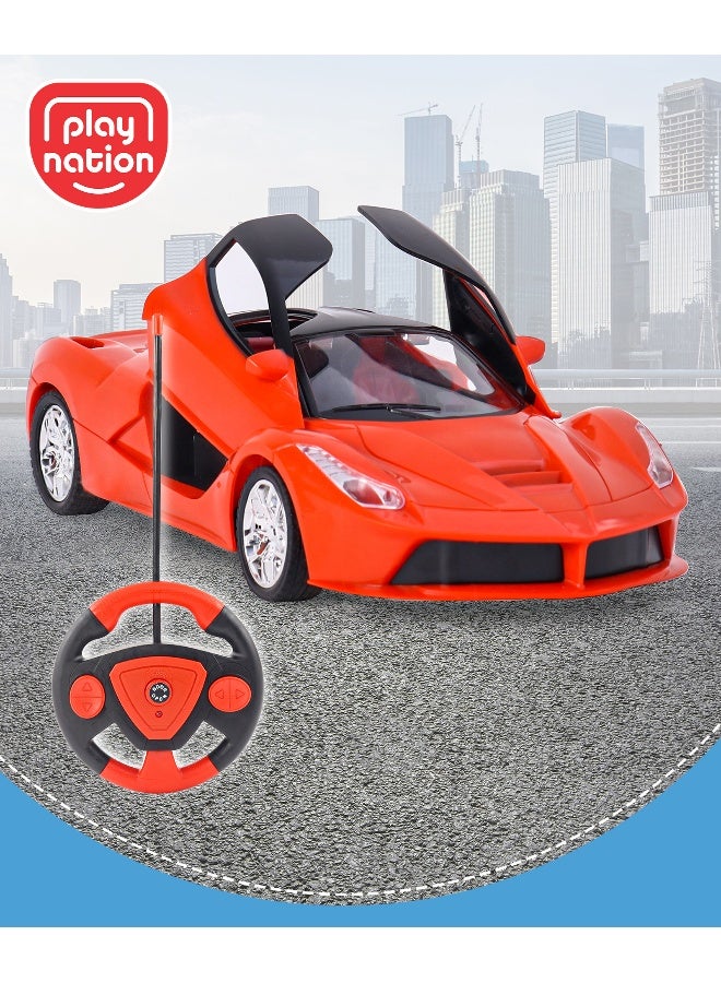PlayNation Play Nation Speed Racing Remote Control Car, 1:16 Scale, Motion Sensing Remote, Openable Doors, LED Lights, BIS Certified, 3 Years+, 26.5 x 11 x 5 cm - Yellow - Image 1