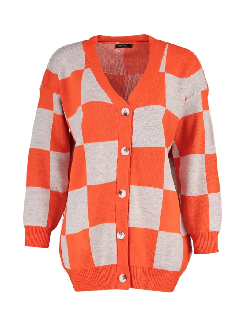 trendyol Checked Button Detail Cardigan